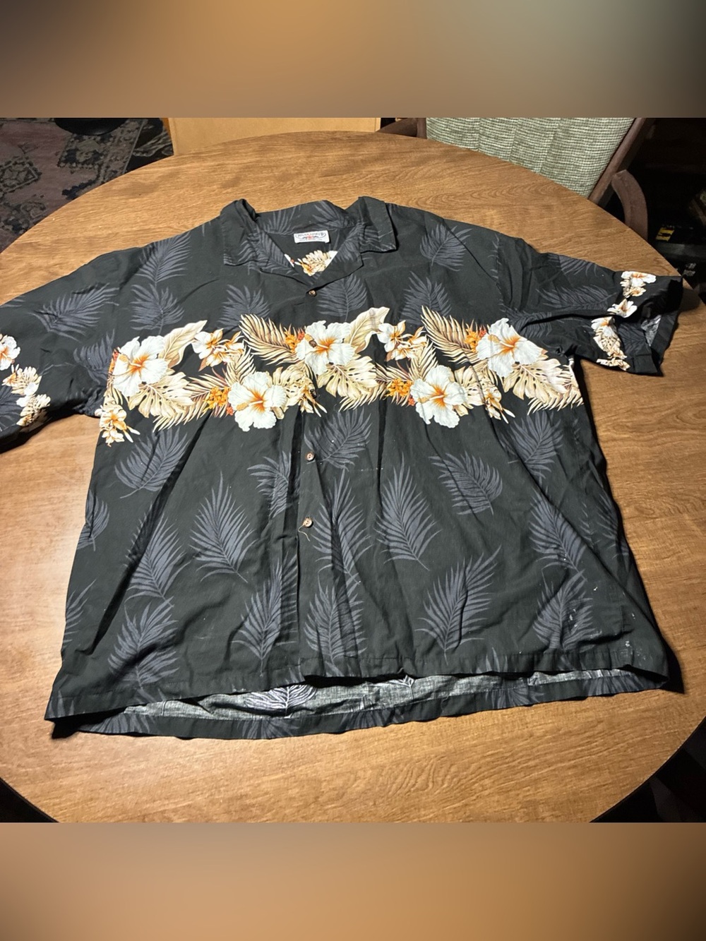 Pacific Legend Men's Hawaiian Shirt Floral Black 4XL Button Front Short Sleeve